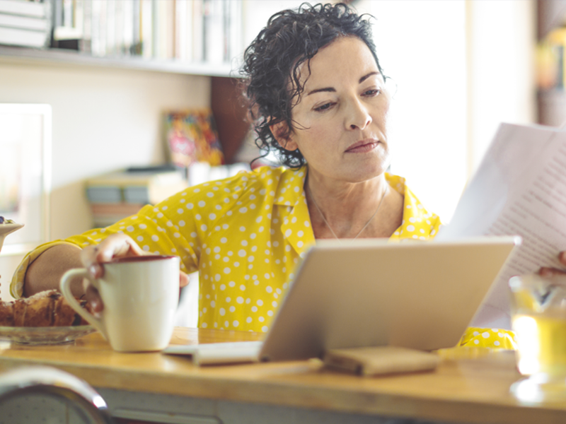 Women checking finances