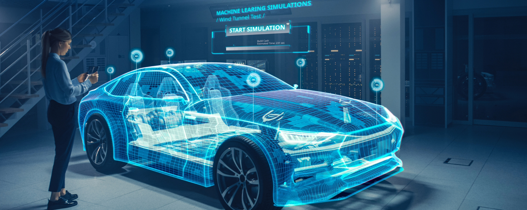Automotive Engineer Uses Digital Tablet with Augmented Reality for Car Design
