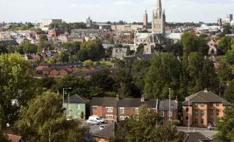 A view over the city of Norwich, in Norfolk, England,