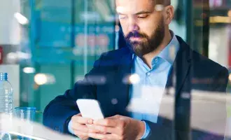 Man using tech in office