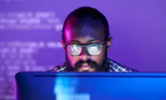 Man looking at computer