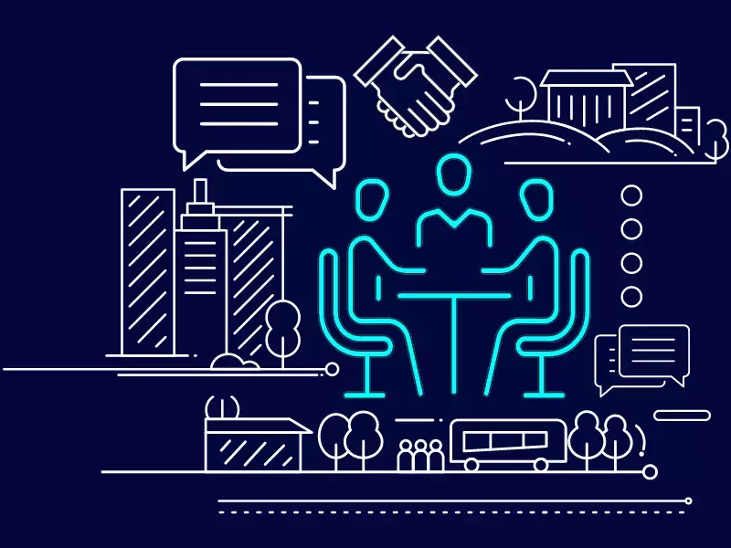 Graphical image, people sitting around a table