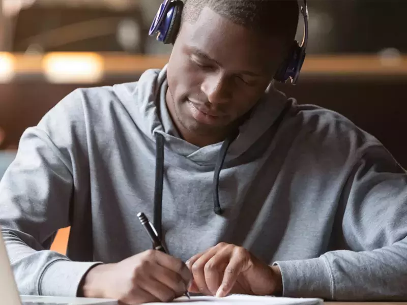 Student using laptop