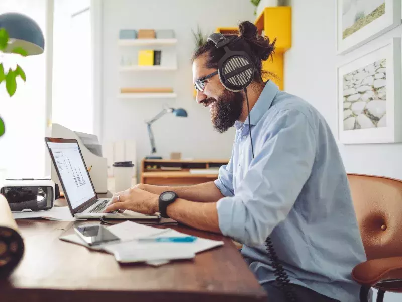 Man working on laptop