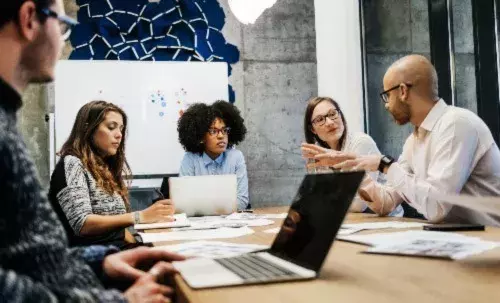 Office employee meeting