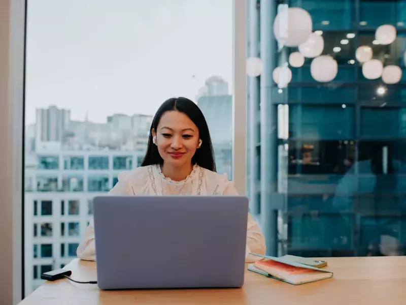 Young women working on laptop